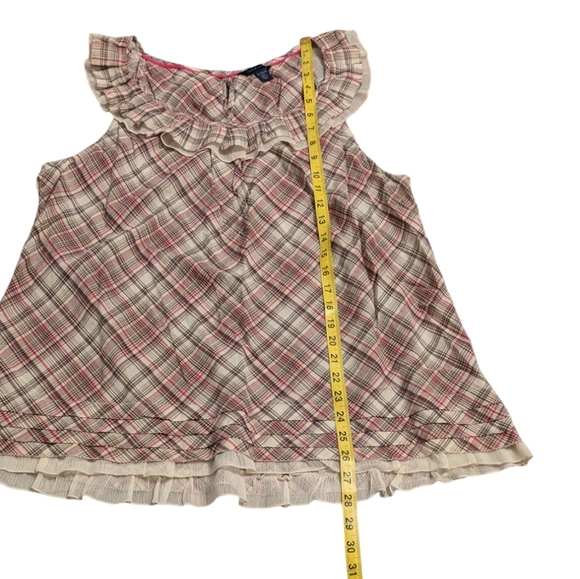 Tommy Hilfiger Plaid Ruffle Top Fem Lightweight - Fall Chic - Picture 8 of 9